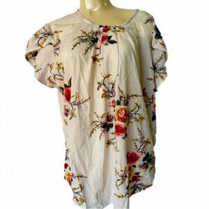 Floral Spring Summer Short Sleeve Top, Lightweight  Airy Shirt New Without Tags